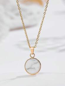 1pc/ Natural Round Multi-Color Pendant, Fashionable And Simple, Adjustable Size Necklace, A Gift For Friends At Festival Gatherings