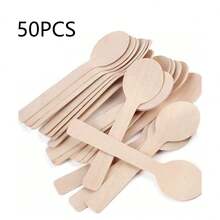 200 件一次性方形勺酸奶勺冰淇淋勺品尝勺迷你零食木勺，冰淇淋方头勺适用于婚礼、毕业季、感恩节、圣诞节等派对品尝餐具用品促销