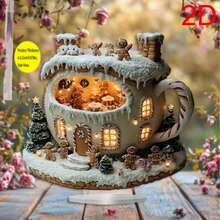 بيت الزنجبيل، حامل عرض أكريليك للطاولة، ديكور عيد الميلاد والعطلات، أسلوب بوهيمي، ديكور المنزل والمكتب، هدية مثالية، متعدد الوظائف، بدون نص