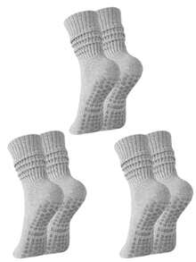 3 Pairs Women's Yoga Pilates Non-Slip Grip Socks, Suitable For Yoga, Barre, Hospital, Barefoot - Multicolor - View 8