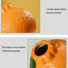 1 pièce Vase en céramique réaliste en forme d'orange, vase décoratif en céramique exquis avec une surface lisse et des couleurs riches, décoration de table compacte et élégante pour le salon, la salle à manger, le bureau, le hall d'entrée