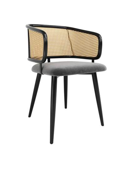 Dining Chairs, Chairs Rattan Backrest, Fluwelen Cushion Seat Cushion, Com Tafel Breathable, Moderne Restaurants, Living Rooms Cafes view 4