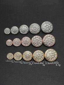 7 件/包闪亮水钻装饰圆形金属纽扣，适合手工缝制装饰大衣、夹克、开衫、外套、西装外套 - 彩色 - 查看 2