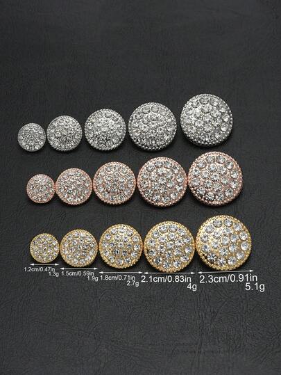 7 chiếc/gói Nút kim loại tròn đính đá sáng bóng, thích hợp để may thủ công trang trí trên áo khoác, áo khoác ngoài, áo len cardigan, áo khoác ngoài, áo khoác blazer