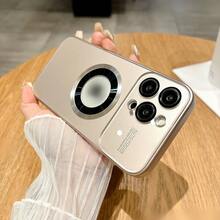 Luxury Titanium Metal Matte Magnetic Wireless Charging Phone Case, Compatible With Apple 17 16 15 14 13 12 Pro Max Plus 11, Large Window Glass Lens Camera Protection Shockproof Back Cover - Desert Gold - View 3