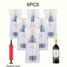 3/6/10 piezas Bolsas protectoras inflables para botellas de vino, envoltura de columna de aire reutilizable y a prueba de golpes con bomba, suministros de embalaje y envío para viajes en avión, bolsas de envío de botellas de vidrio, bolsas de embalaje rellenas de aire