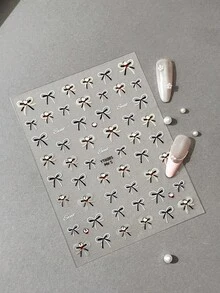 1pc Christmas Nail Stickers, Shell Shine Christmas Candy House Cute Snowman Decorative Stickers, Crystal Diamond Hot Stamping Bow Nail Stickers, Christmas Decorations