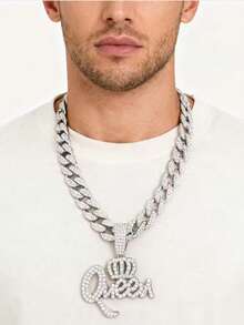 1 件项链水钻永不放弃吊坠项链感觉风格男士链式迈阿密项链男士 15 毫米冰晶嘻哈珠宝万圣节 - C款吊墜項鍊 - 查看 5