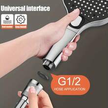 3-Setting High Pressure Shower Head, Filtration, Home Bathroom Shower Tub Faucet, Boosted High Water Flow, Shower Sprayer Head Bathroom Accessories Bathroom Tools - Silver - View 7