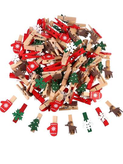 60pcs Christmas Tree Photo Clips,Mini Wooden Craft Clothespins,Christmas Wooden Clips,Photo Paper Peg Pin Craft Clipwith Reindeer, Snowflakes,Elk&Christmas TreeDesigns,For Christmas Cards,Paper Crafts,Holiday Party Supplies,Hanging Photos,Party Decorations,DIY, Gifts, Home Decor, Christmas Decor
