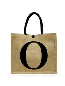 2pcs Set Minimalist Initial Print Linen Tote Bags, Travel Essential, Cosmetic Bag, Large Capacity Travel Makeup Bag, Multifunctional Portable Handbag, Teacher's Day Gift, Birthday, Holiday, Back To School, Beach, Travel, Commute, Business, Student, Picnic, Camping, Supermarket, Daily Use Linen Bag, Best Christmas Gift For Teachers, Beach Vacation, Shopping And Holiday Essential, Best Teacher's Day Gift - Khaki - View 35