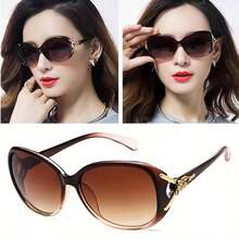 Elegant Gradient-Colored Vintage Glasses For Women, Featuring Gradient Brown Lenses And A Plastic Frame.  Protection, Gold-Colored Temples, And A Light Luxury Fashion Design. Slimming Effect For Small Faces, European And American Style  Item. Driving Glasses, Essential For Outdoor Travel. Celebrity Style, High-End Accessories, Versatile For Daily Wear. Soft Filter Effect, High-Quality Plate Frame, Comfortable Nose Pad. Sunscreen Wonder For Summer, Fairy-Style Glasses, Perfect For Photo Posing. Exclusive Design For Women  Plain    Boho    None - Ombre - Xem 4