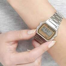 Casio Men's/Women's Sporty Fashion Digital Watch A168WA-1, Retro Stainless Steel Strap Square Dial Watch, Calendar Alarm & Stopwatch, Water Resistance For Daily Life, Suitable For Daily Wear