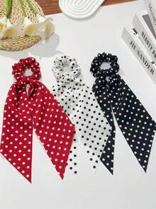 3 قطع أربطة شعر نسائية أنيقة بنقاط بولكا من القماش باللون الأسود والأبيض والأحمر، مناسبة لتسريحات الذيل والكعكة، للاستخدام اليومي، إكسسوارات بوهيمية أنيقة، جمال، ربطات شعر