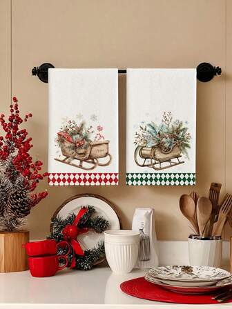 2pcs/4pcs/12pcs Christmas Santa Claus & Snowman Pattern Kitchen Towels, Christmas Festive Pattern Bathroom Towels, Christmas Outdoor Party Towels, Christmas Home Decor, Christmas Kitchen Decor, Modern Style, Quick Dry, Super Soft Microfiber Material, Rectangular, 15.75IN*23.62IN/40*60CM Digital Printing Pattern, Suitable For Outdoor Party Decoration, Christmas Holiday Gifts