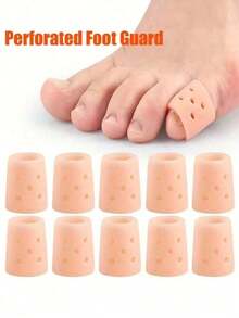 Breathable Perforated Toe Cover, Silicone Toe Protectors, (2/4/6/10/20 Pieces) Toe Covers Toe Tubes, New Material, Calluses, (For Small Toes), Silicone Toe Protectors For Overlapping Big Toes, Protections, Toe Separators, Gifts For Parents, Protectors, Great For Running, Hiking, Skating, And Dancing - Soft And Stretchy, Hand Washable Designed Finger Sleeves