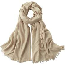 Extra Large Cotton Linen Shawl Wrap For Women, Elegant Scarf With UV Protection Breathable Lightweight Cover Hijabhalloween - 卡其色 - 查看 12