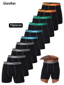 10pieces Mid-Long Boxer Shorts Men Underwear Male Underpants For Men Comfortable Homme Boxer Shorts Slips Briefs Panties - màu đen - Xem 16