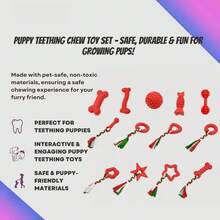 Set de 6 juguetes de goma/TPR suaves de Navidad + trapo anudado para perros pequeños, juguetes interactivos para limpiar los dientes y aliviar el aburrimiento - Multicolor - Ver 12