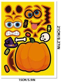 Halloween Puzzle Stickers: DIY Scary Pumpkin Pattern, Suitable For Sticking On Walls, Books, Cups And Various Places As Fun Cartoon Decorations, Halloween Gift