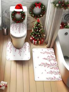 1 buc perdea de duș roz cu flori de cireș japoneze Sakura florale de primăvară decorative perdea de baie decor de Crăciun