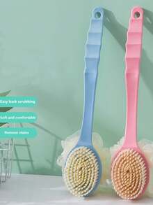 1/2 pezzi Spazzola da bagno a doppia faccia con manico lungo e setole morbide, spazzola esfoliante e massaggiante 2 in 1 per le zone difficili da raggiungere, costruzione durevole adatta a uomini e donne di tutti i tipi di pelle, accessori per doccia e bagno