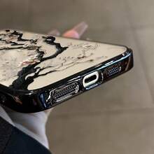 White Cherry Blossom Tree Blooming Pattern Electroplated Mobile Case Camera Lens Protection Wildflower Cases For Iphone 16 15 Pro Max Case 14 13 12 11 XR XS Plus Shockproof And Non-Slip Silicone Transparent Acrylic Mobile Phone Protective Film - màu đen - Xem 7