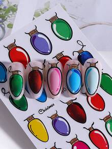 قطعتان من ملصقات أظافر بأضواء عيد الميلاد اللامعة، ملصقات ديكور أظافر ثلاثية الأبعاد بتصميمات كتب الكوميكس والأضواء، تصاميم فنية للأظافر ذاتية اللصق لحفلات الشتاء وعيد السنة الجديدة للنساء والفتيات