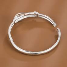 1pc Minimalist Button-Shaped Design Cubic Zirconia Inlaid Women Bracelet - Multicolor - View 6