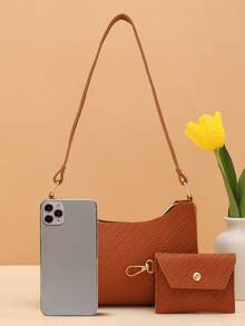 Multifunctional Large Capacity Underarm Bag, Casual Shoulder Bag For Daily Outing - Brown - View 5