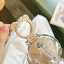 1 pezzo Tazza con cannuccia con simpatico cucciolo cartoni animati, portatile in acciaio inossidabile per uso scolastico