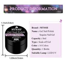 Mtssii 6件/套 8毫升 闪光凝胶指甲油 闪亮矿物亮片 可卸UV LED指甲凝胶 半永久美甲用品 美甲DIY - 彩色 - 查看 9