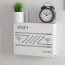 1 Peça Caixa de Armazenamento de Roteador WiFi Montada na Parede - Plástico Branco Fashionable, Organizador de Cabos para Decoração Doméstica e de Escritório