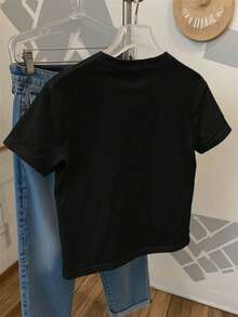 Camiseta de Mujer Estilo Gótico con Arte Popular Mexicano Catrina - Diseño de Esqueleto Tomando Café y Lazo, Blusa Casual de Manga Corta para Trajes del Día de los Muertos, Camiseta del Día de los Muertos para Mujer, Camisetas de Calavera para Mujer, Camiseta de Día de la Memoria, Camiseta de Halloween para Mujer, Camiseta Oversize de Grafiti para Mujer, Camisetas Emo para Mujer, Camiseta de Bruja, Camiseta de Halloween para Damas, Camisetas Góticas para Mujer, Camiseta de Bruja, Camisetas Vi... Mujer casual estampado chica con café y lazo cuadros ajuste suelto cuello redondo manga corta primavera verano calle camiseta - Negro - Ver 4