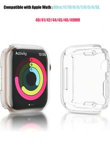 2pcs Transparent Soft TPU Protective Case, Compatible With Apple Watch Series Ultra/11/10/9/8/7/6/5/4/SE, Shock-Proof, Scratch-Resistant, Sensitive Touch, 360-Degree Full Protection, Unisex, Compatible With 40/41/42/44/45/46/49mm Cases - TPU Transparent + Transparent - View 7