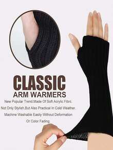 1 pieza Manoplas de punto de unicolor de manga media, prácticas para la protección solar al aire libre en primavera y otoño, elegantes y para los brazos, adecuadas para salidas y picnics diarios. Un regalo pensado para padres, madres y otros familiares y amigos durante Halloween, Navidad, San Valentín.