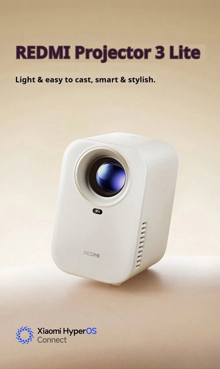 Xiaomi (MI) Projector Redmi3 Lite Version, Home Projector, Smart Home Theater, Autofocus, Auto Keystone Correction, 1080P Physical Resolution, MIUI System - Sand Color - View 1