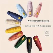 1 pièce Parapluie pliable compact et léger de 6 baleines, imperméable avec protection UV, convient pour la pluie et le soleil, manche en acier inoxydable