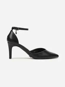 Vices Heels With Leather Insole And Ankle Strap - Black and White - View 3