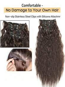 6pcs 61cm Black Clip-In Hair Extensions, Synthetic Curly Hair Pieces Suitable For Party, Daily Wear Or Hairpiece