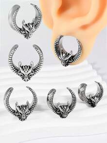 一对朋克铜制 U 形蝙蝠翼耳道和耳塞加强器无线喇叭形马鞍形耳重计穿孔耳环男女通用日常生活中酷炫复古 - 1對蝙蝠耳擴 - 查看 11