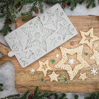 1pc Christmas Snowflake, Willow Star, Holly Leaf Silicone Mold, Fondant Cake Decorating Tool, Silicone Mold, Candy, Cupcake, Chocolate Mold, Kitchen Accessory, Baking Tool