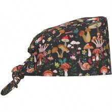 Mushrooms Snails Butterflies Breathable Scrub Hat For Nurses & Doctors Adjustable Working With Moisture-Wicking Fabrichalloween - 蘑菇 蝸牛 蝴蝶 - 查看 10