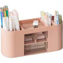 Organizador de escritorio de oficina con 3 cajones de almacenamiento, multiusos, bolgrafos, cosmticos, herramientas de maquillaje, contenedor para bolgrafos - B - Ver 2