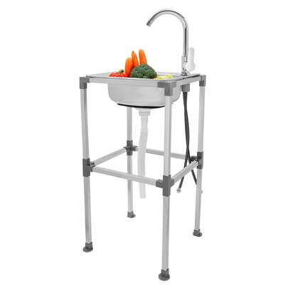 YUNRUX Freestanding Kitchen Sink, Stainless Steel Kitchen Sink, Freestanding Sink