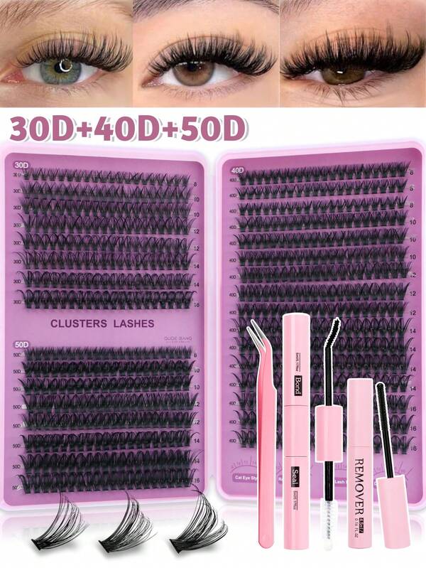 640pcs Individual Cluster Lashes, Dramatic Extension Kit, D-Curl 8-16MM Mix Length, DIY Lash Extension Kit Set, DIY Bottom Lashes Eyelashes Book, Big Volume Soft Individual Cluster Lashes, Create A Fluffy Natural Wispy Y2k Butterfly Elements Pink Base Card Look At Home Long Lasting DIY Lashes Glue ,DIY Glue Remover,DIY Lashes Tweezers (Bottom Lashes20D+30D+40D+50D)