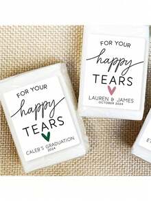 For Your Happy Tears Tissues - Custom Tissue Favors For Graduation - Personalized Tissue Packs + Labels - Tissue Stickers - Wedding Tissues ,Forever Love, Class Of 2026, Wedding Accessories, Personalized Gift - Multicolor - View 5