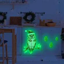 Christmas Wall Stickers Cute Owl Wall Stickers Glow In The Dark Holiday Decorations For Home