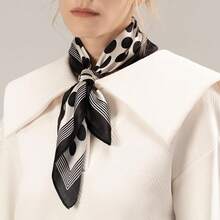 Mulberry Silk Scarfs Small Square Scarfs For Women 21" X 21" Lightweight Square Satin Head Scarf Neck Scarves{"Size_name":"21x21inch","Color_name":"Black"} - FLack21x21英寸 - 查看 3
