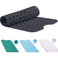 Alfombrilla de bao Antideslizante con ventosas, 100x40cm40x16in Tapetes para Tina de Bao extralargas antimoho, Lavable a mquina, sin ltex para Ancianos y nios. Black - Negro - Ver 2